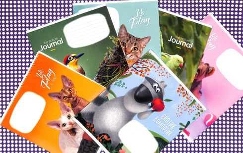 Fodrad anteckningsbok - 12 ark. (med olika motiv på bindningen)