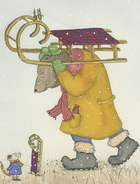 Mus vinter, bär snö